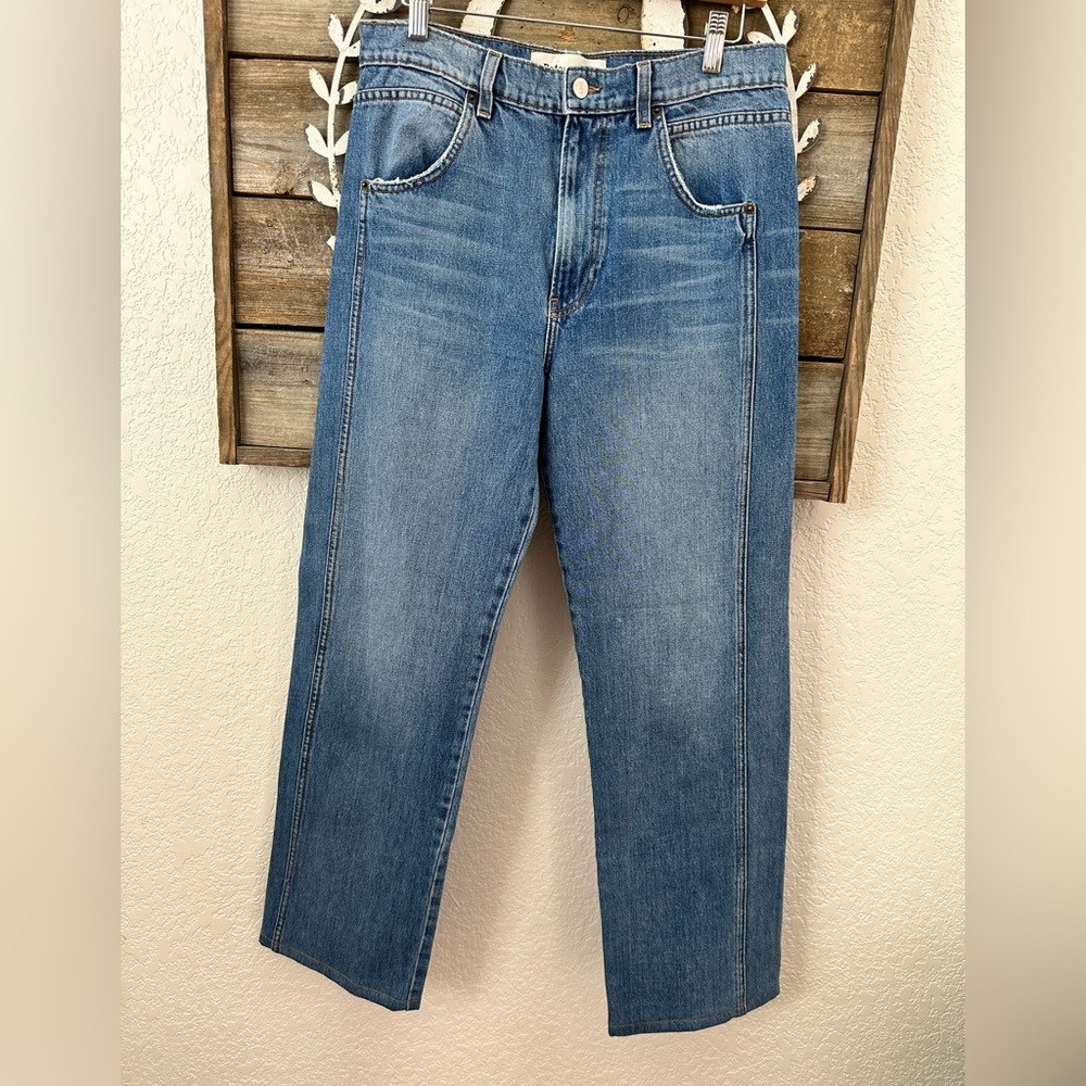 Reformation jeans high rise cotton distressed denim size 30‎ hemmed